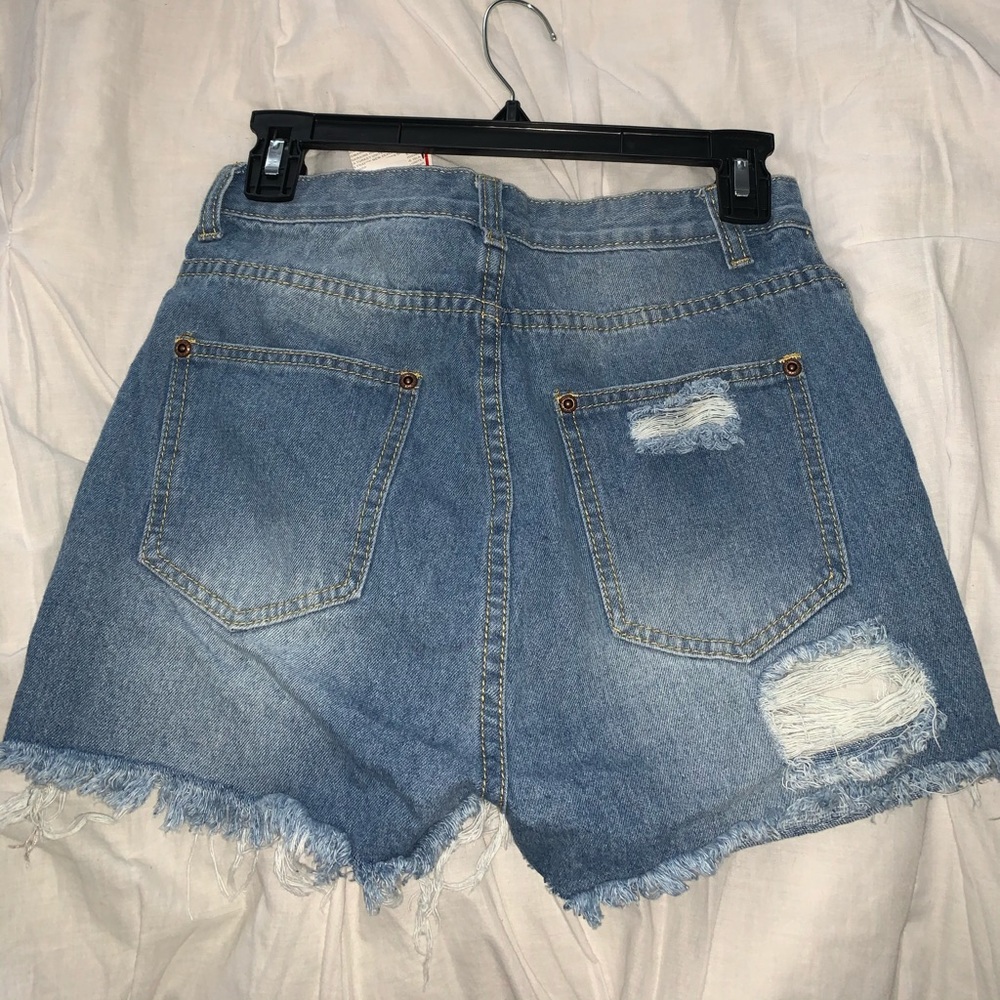 petite high rise denim shorts - Picture 2 of 2